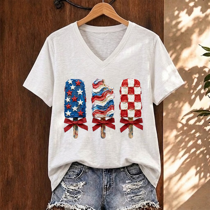 Patriotic Popsicle 4th Of July V-neck T-Shirt