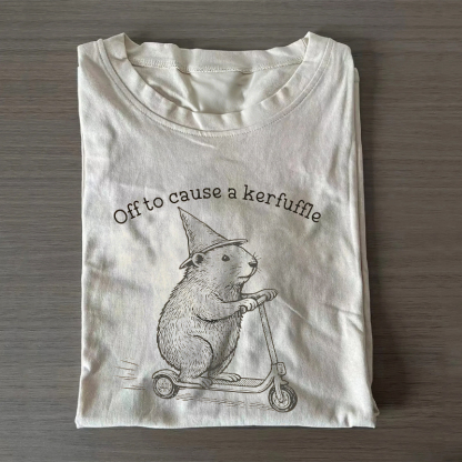 Off To Cause A Kerfuffle Funny Groundhog Scooter T-Shirt
