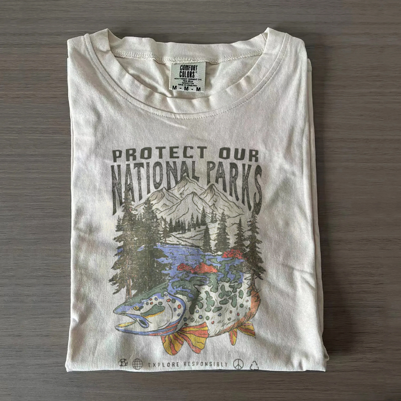 90s National Parks Respect the Local Wildlife Hiking Camping T-Shirt