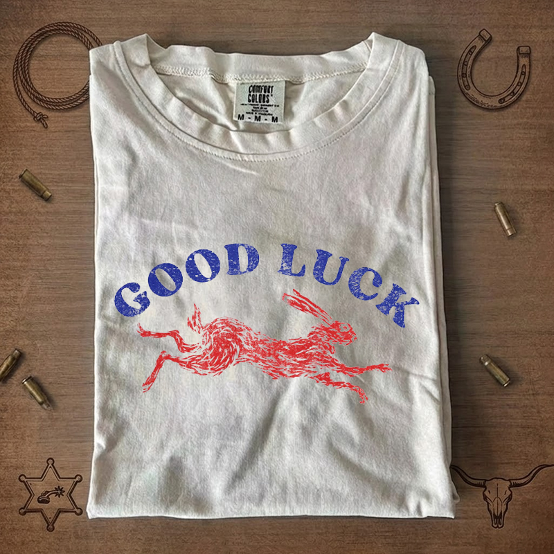 Good luck Lucky Rabbit Retro Western Style T-Shirt