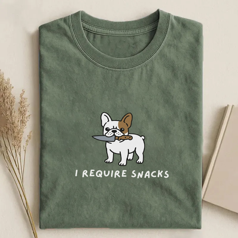 I Require Snacks Funny French Bulldog T-shirt