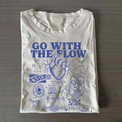 Go With The Flow Anatomical Heart Nurse T-Shirt