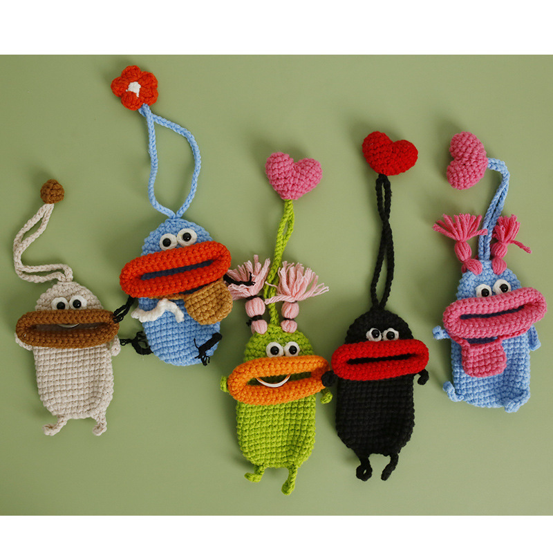 Cartoon thick-lipped monster key bag