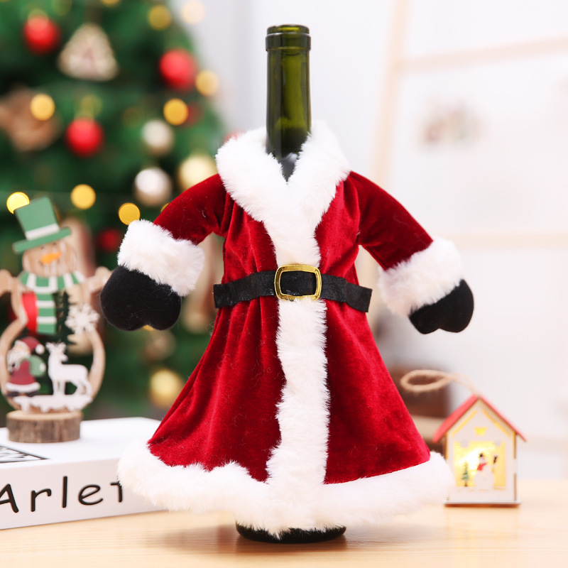 Christmas dress wine set decoration