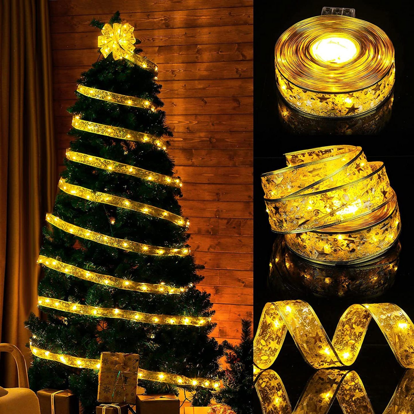 Double layer bronzing satin led Christmas tree decoration lights