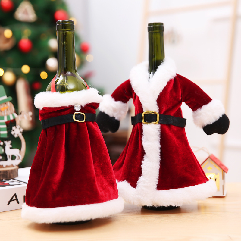 Christmas dress wine set decoration