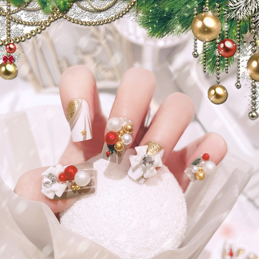 Christmas manicure Christmas bells