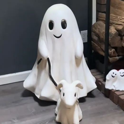  Halloween Ghost Walking Dog Statue