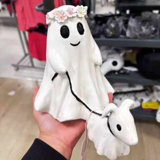  Halloween Ghost Walking Dog Statue