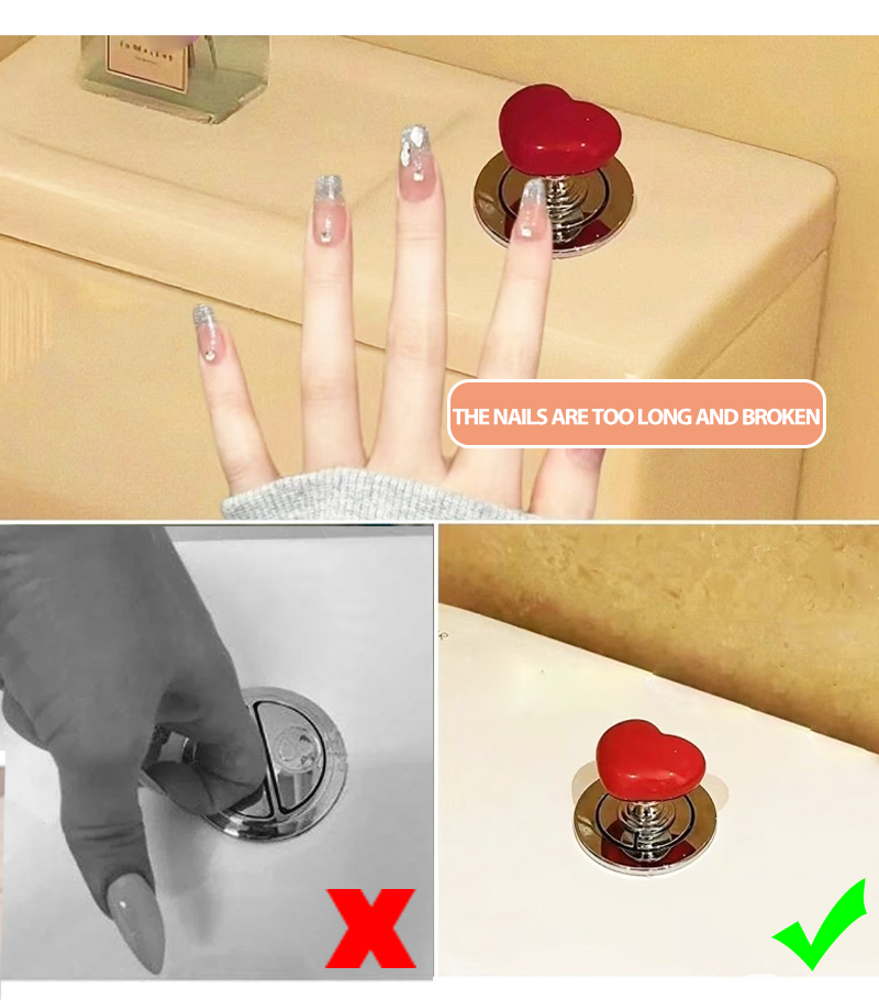 Heart shaped toilet tank button