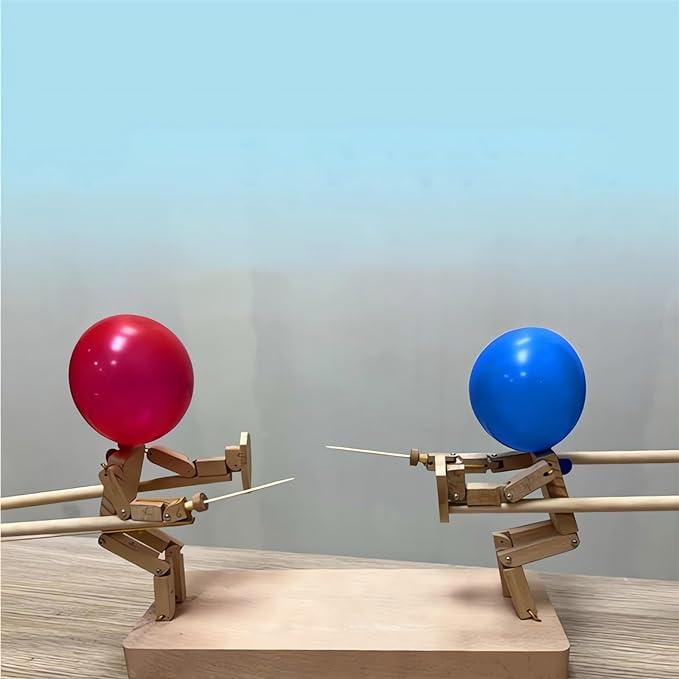 Handmade Wooden Fencing Puppets