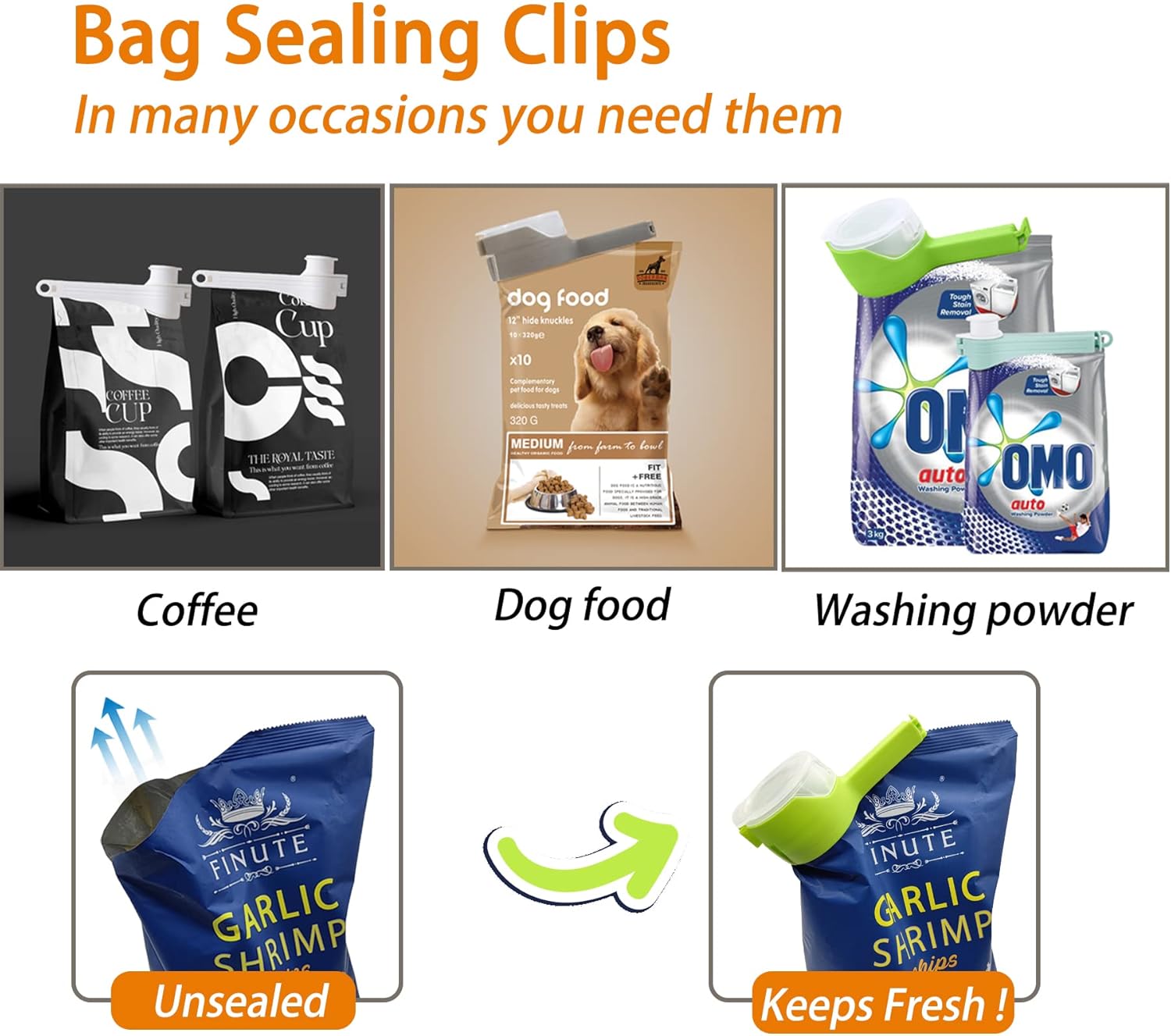 Snack Sealing Clips with Pour Spouts