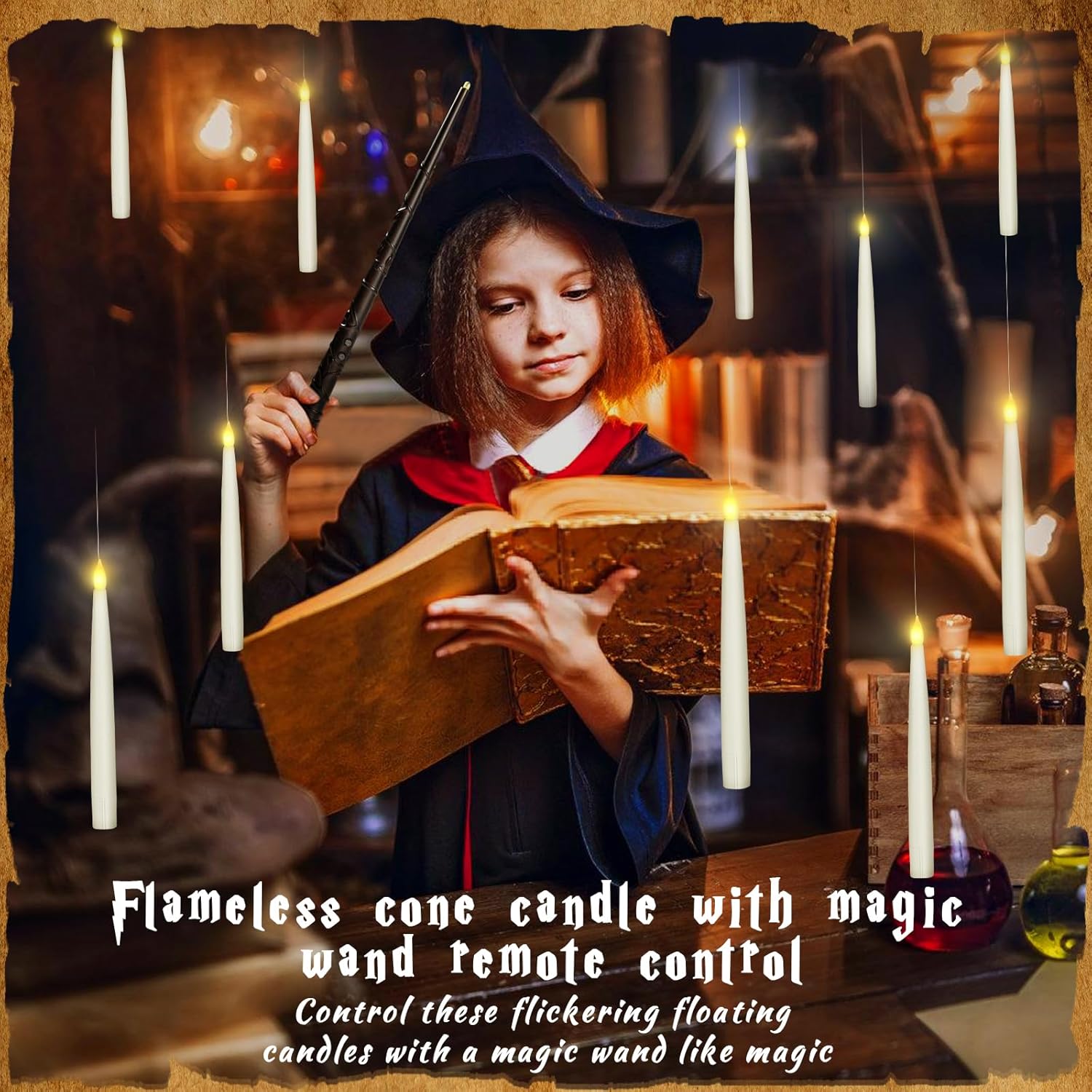 Halloween Decorations-Floating Candles with Wand