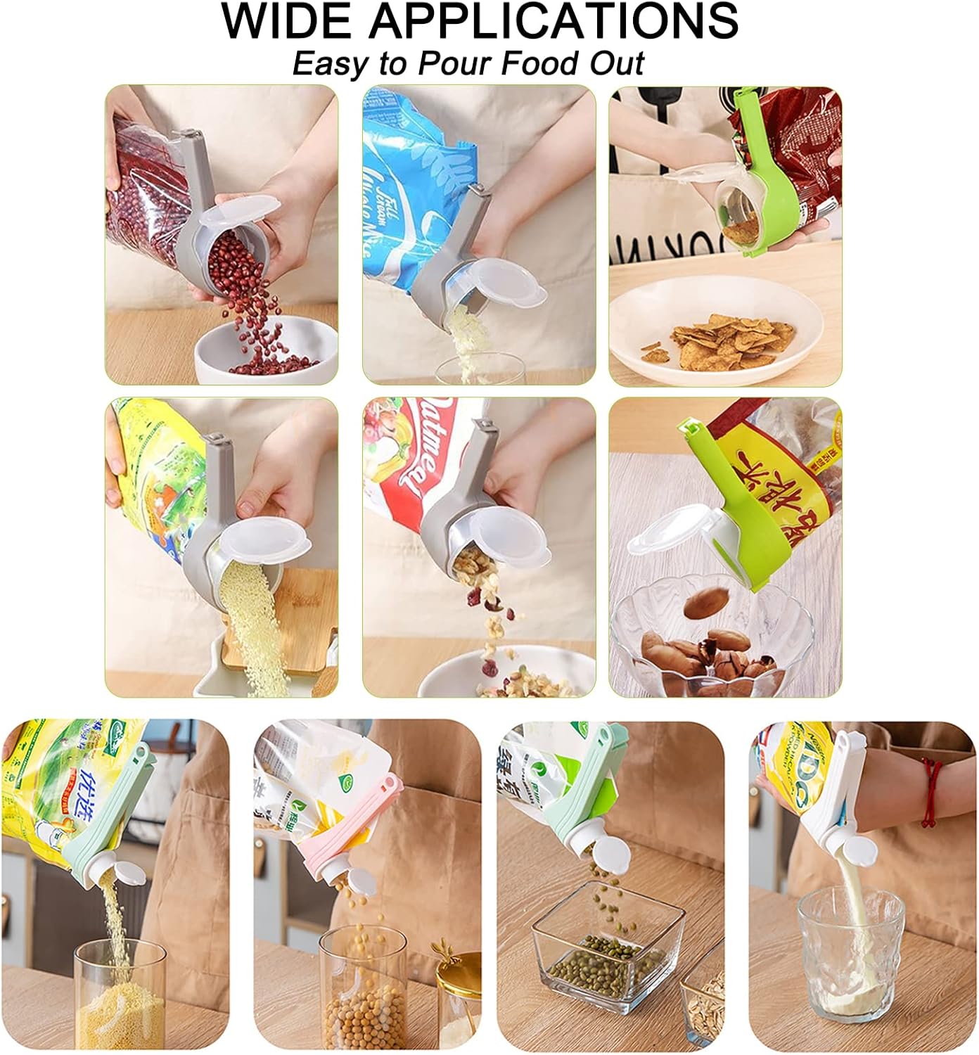 Snack Sealing Clips with Pour Spouts