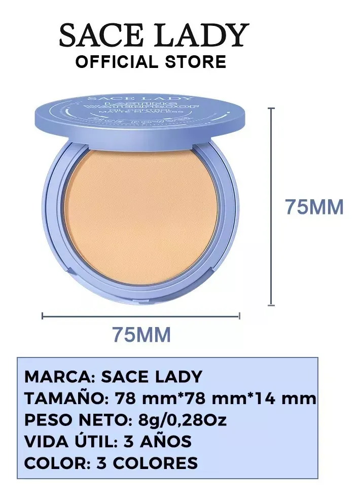 Sace Lady Base De Maquillaje Polvo Compacto Fijador Matte