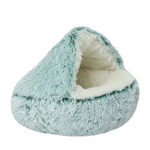 Plush Pet Bed Round Cat Mat 2-in-1