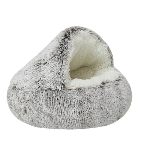 Plush Pet Bed Round Cat Mat 2-in-1