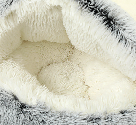Plush Pet Bed Round Cat Mat 2-in-1
