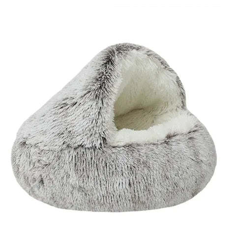 Plush Pet Bed Round Cat Mat 2-in-1