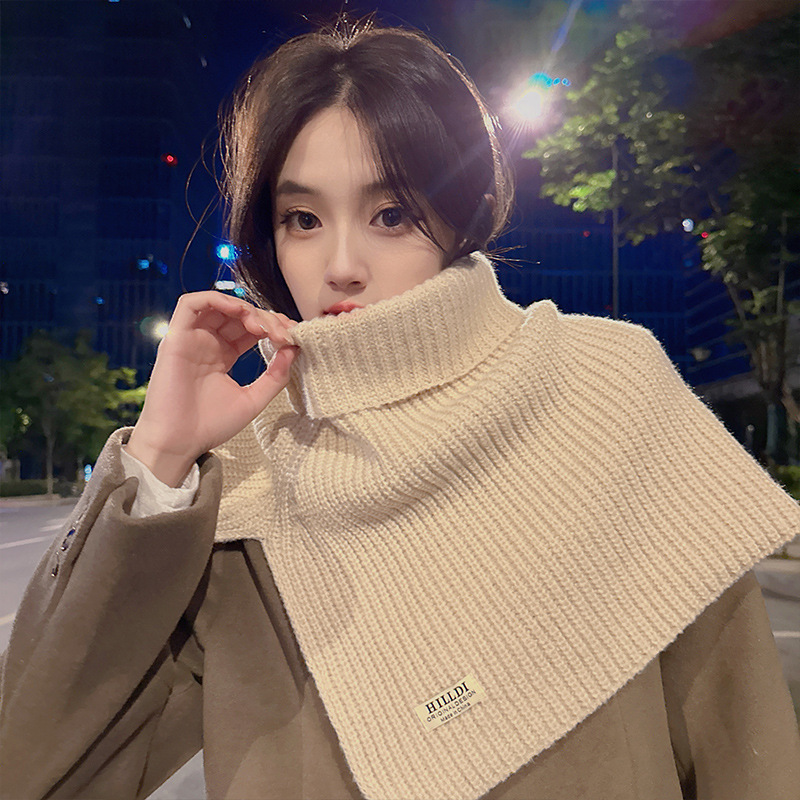 Women's High Neck Split Knit Cape Scarf - Autumn/Winter Warm Shawl