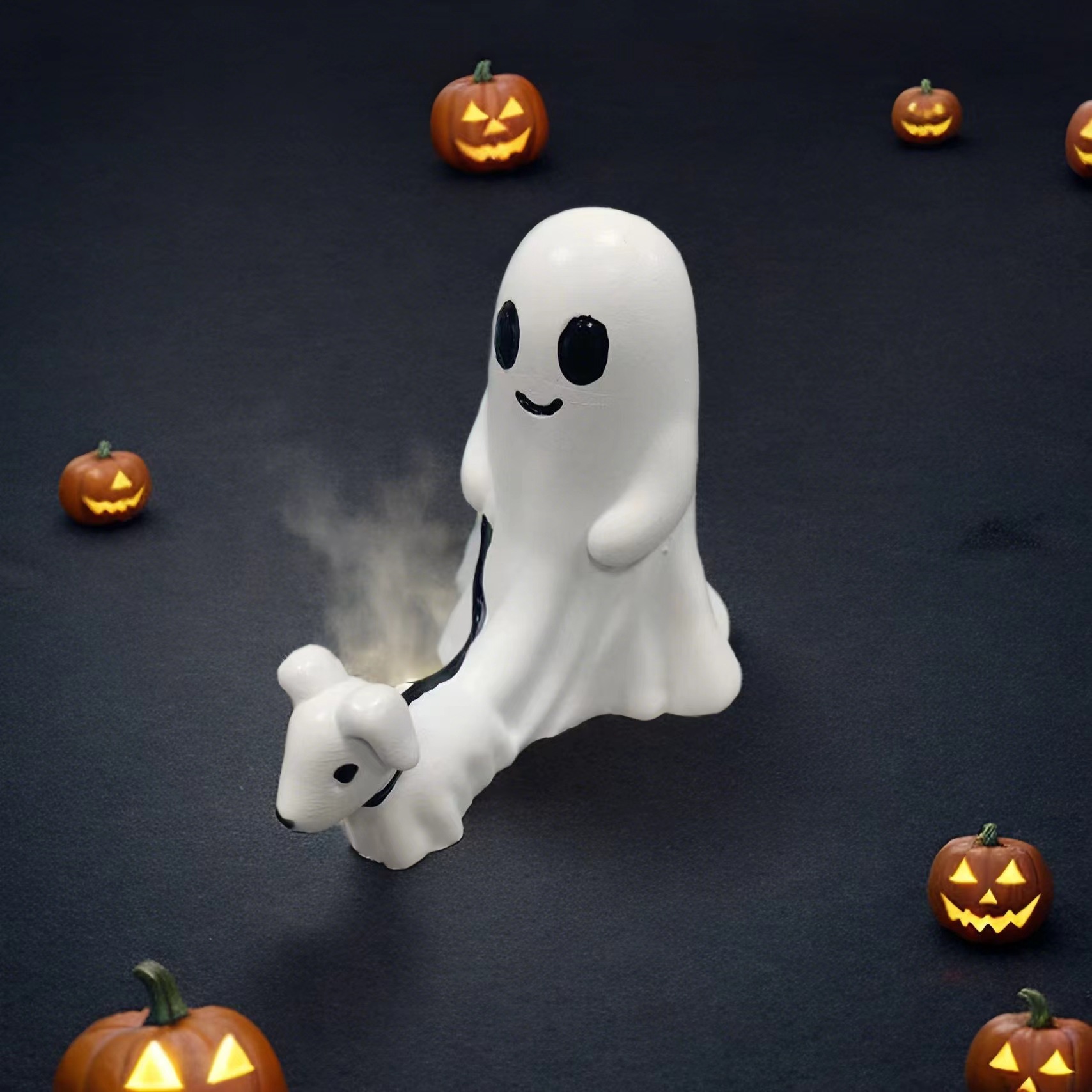  Halloween Ghost Walking Dog Statue