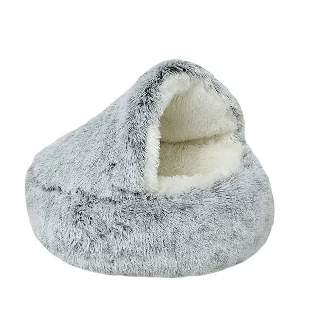 Plush Pet Bed Round Cat Mat 2-in-1