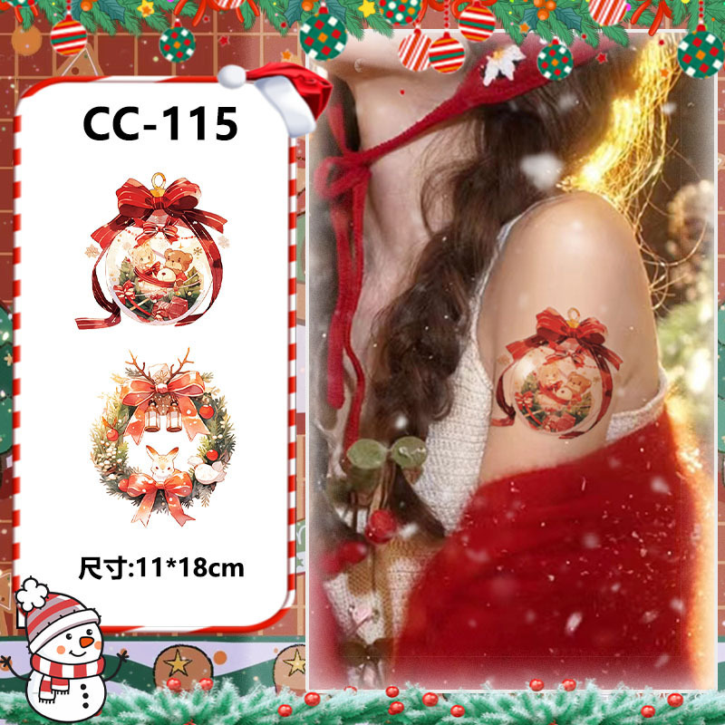 Christmas-themed Temporary Tattoo Sticker Set