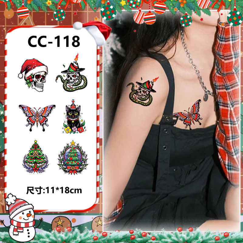 Christmas-themed Temporary Tattoo Sticker Set