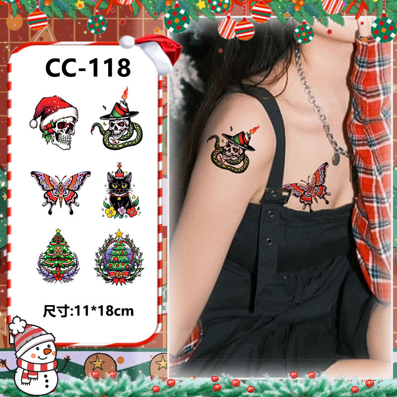 Christmas-themed Temporary Tattoo Sticker Set