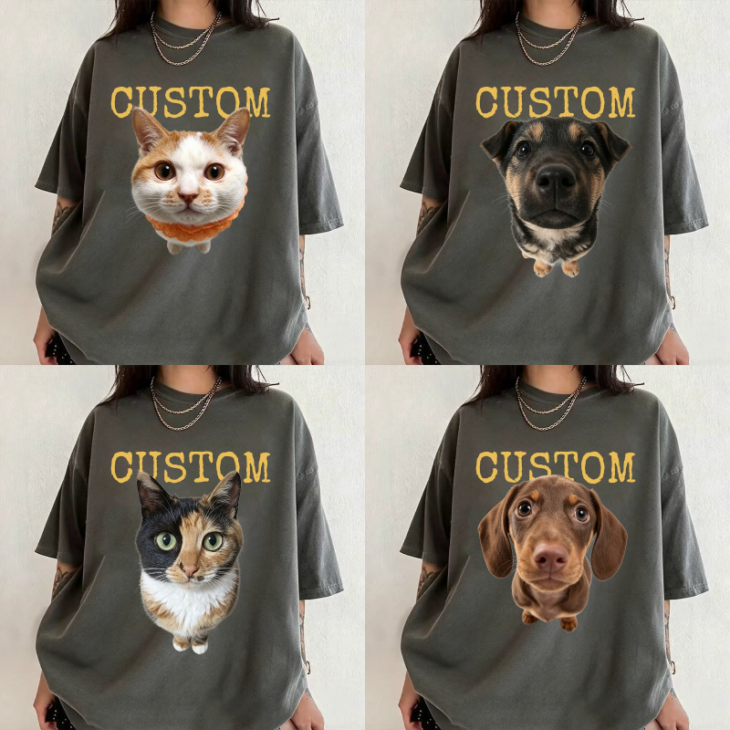 Custom Fisheye Pet Photo And Name Shirt 