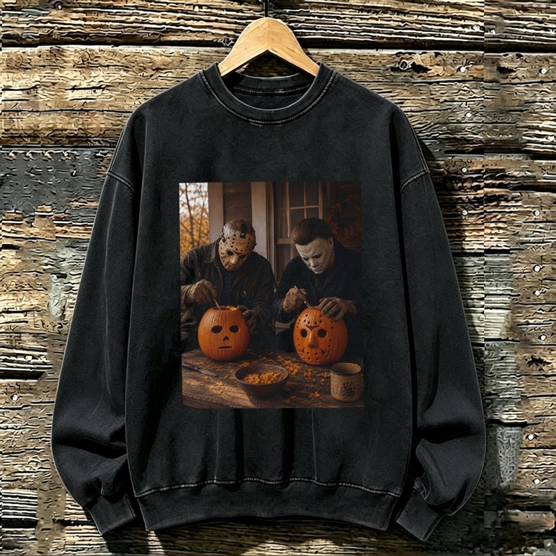 Vintage Pumpkin Carving Horror Sweatshirt