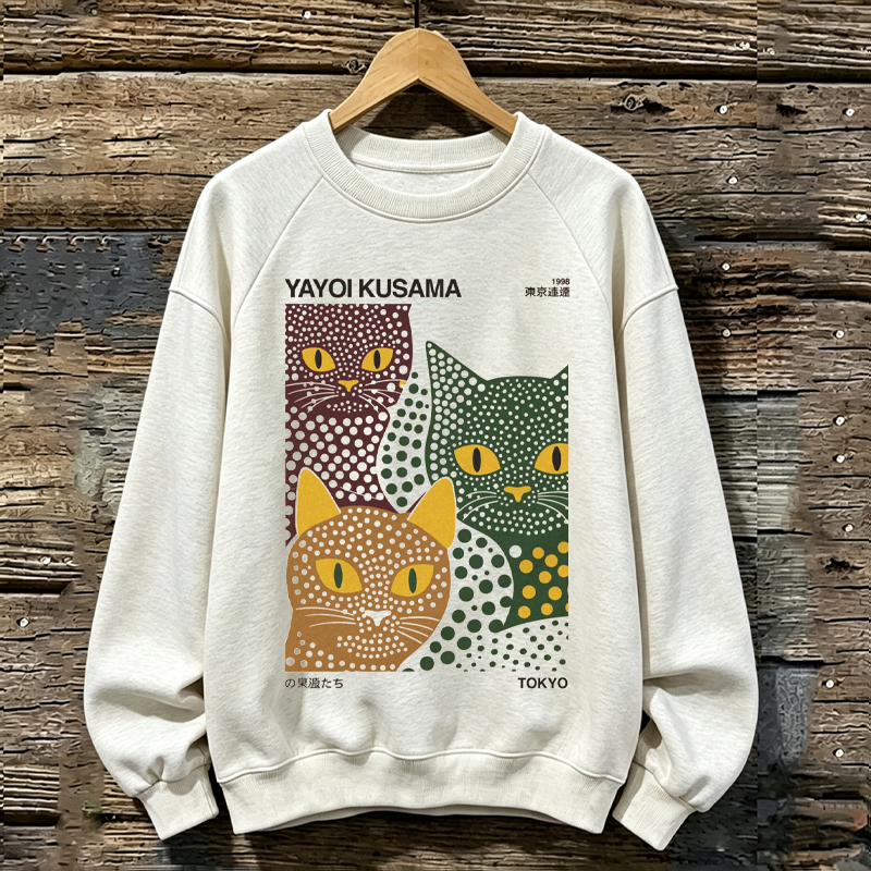 Polka Dot Cats Minimal Art Poster Style Sweatshirt