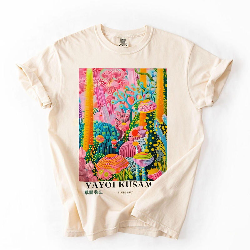 Yayoi Kusama Inspired Floral Graphic T-Shirt