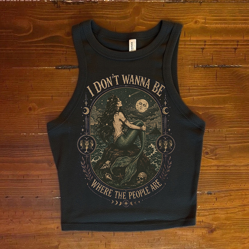 Vintage Antisocial Siren Mermaid Graphic Tank Top