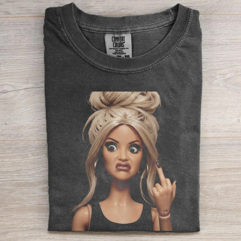 Shocked Funny Doll Graphic T-Shirt
