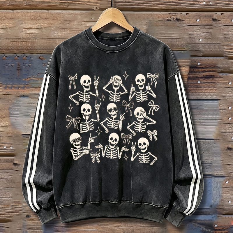 Retro Halloween Funny Skeleton Bow Sweatshirt