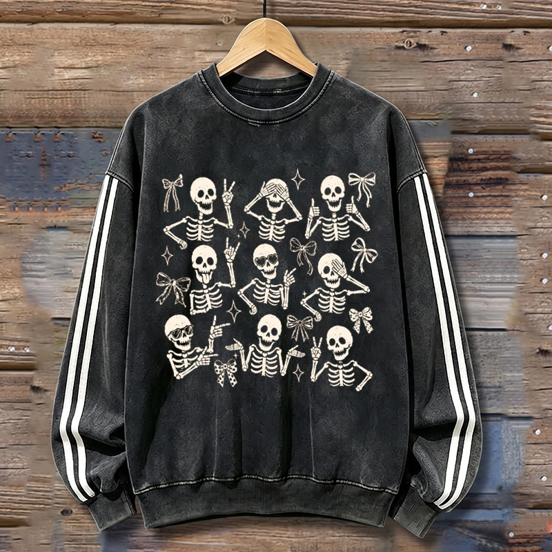 Retro Halloween Funny Skeleton Bow Sweatshirt