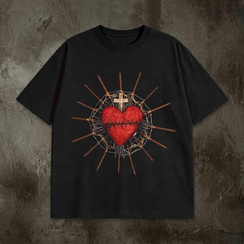 Sacred Agony Stitched Heart Shirt