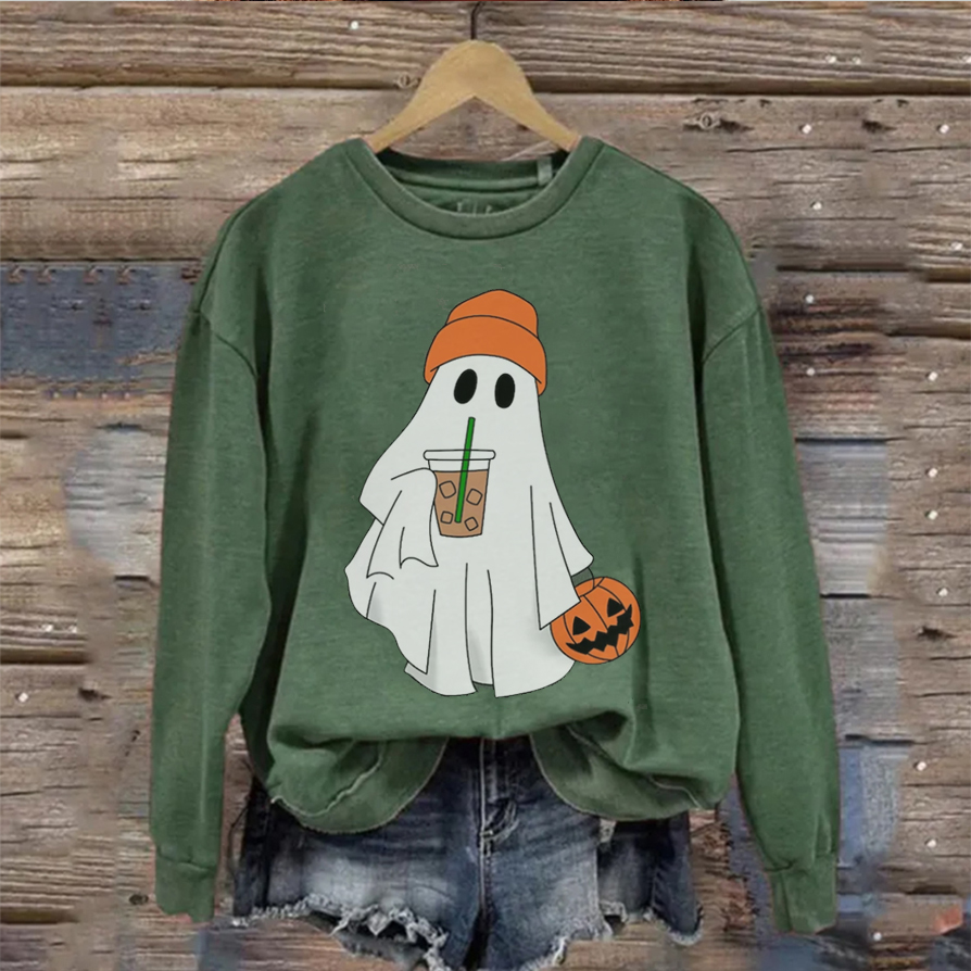Cute Ghost Drinking Coffee  Sweatshirt