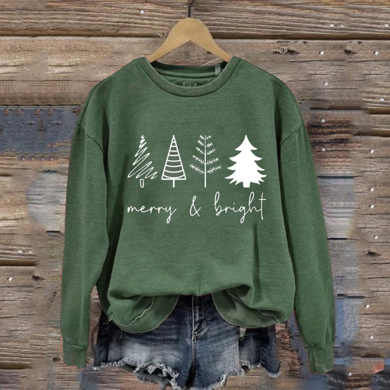 Merry & Bright Christmas Trees Sweatshirt