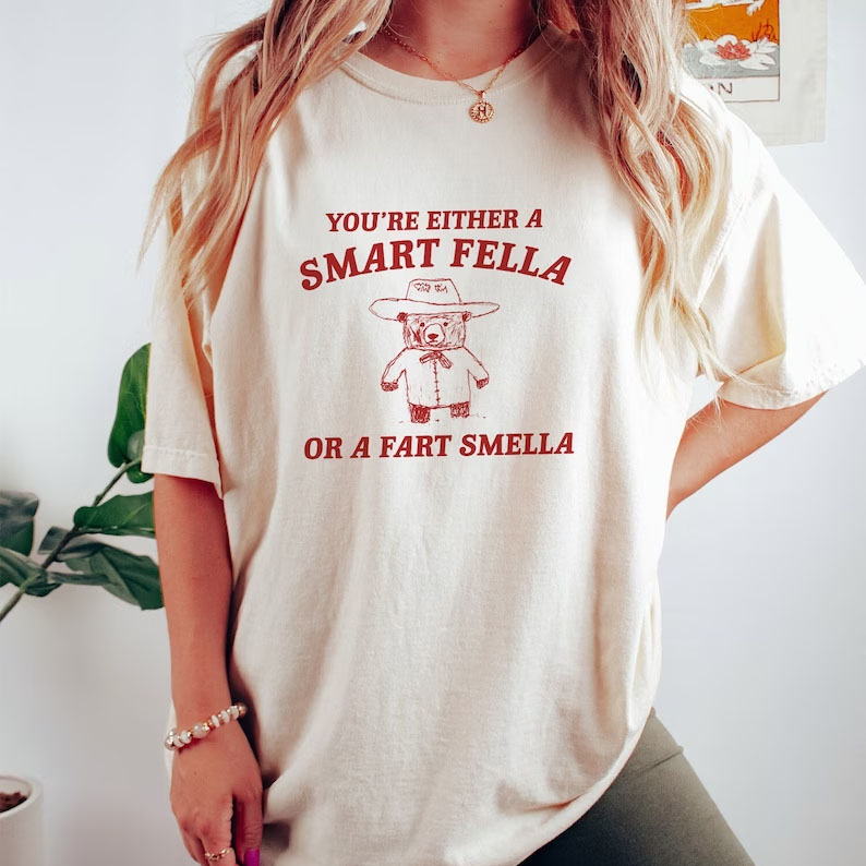 Are You A Smart Fella Or Fart Smella? Retro Cartoon shirt