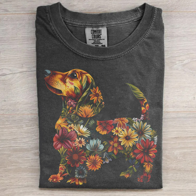 Floral Dachshund T-shirt