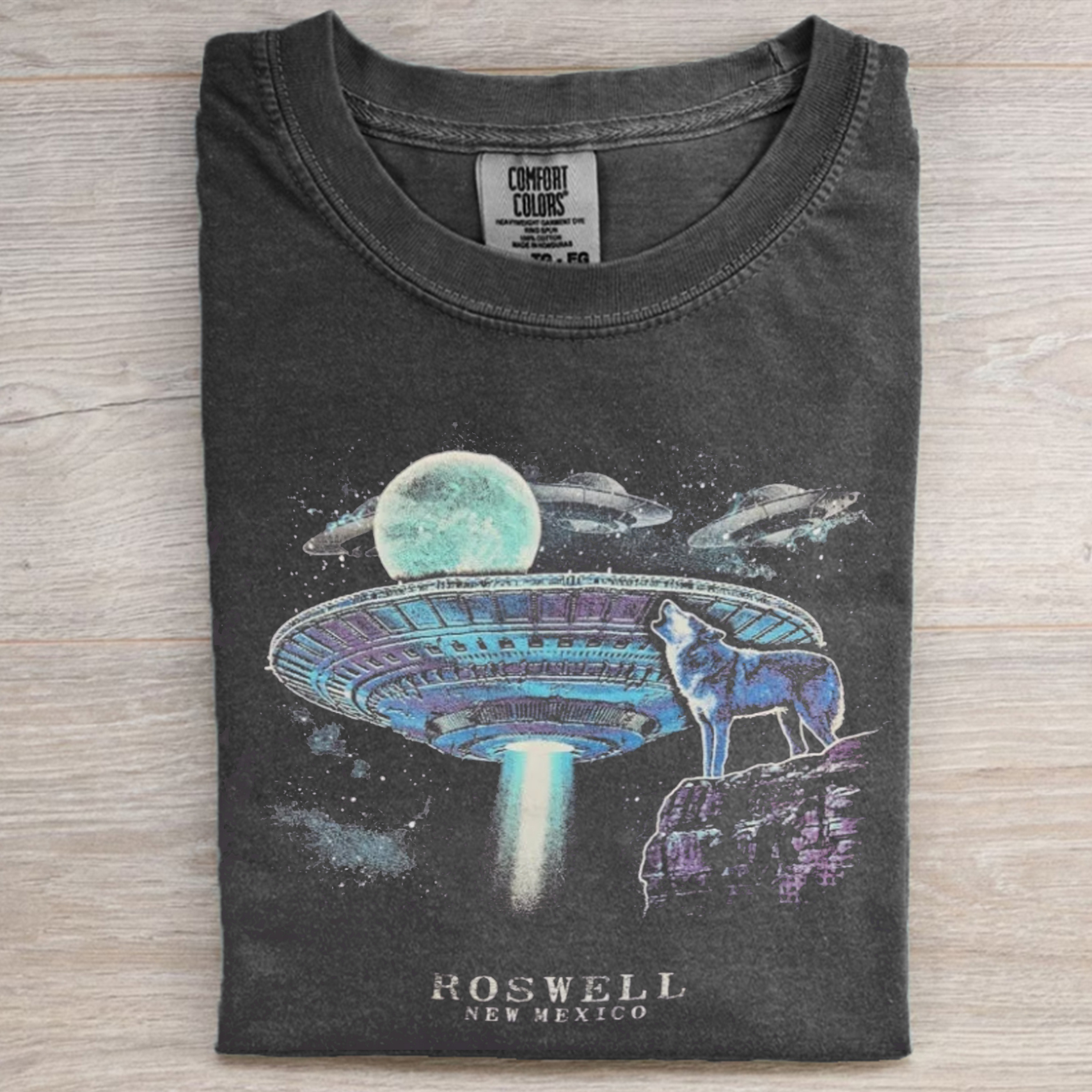 Unisex UFO Moon Wolf T-shirt