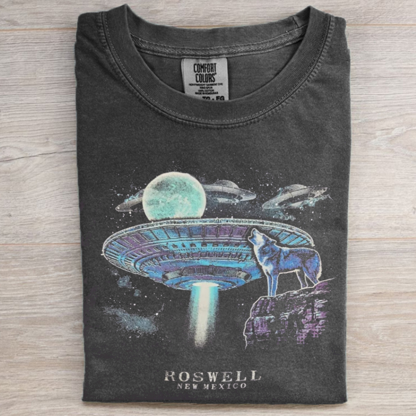 Unisex UFO Moon Wolf T-shirt