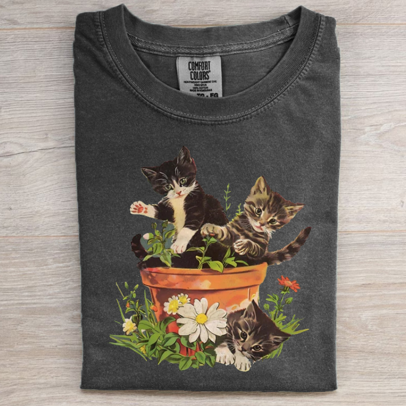 Vintage 90s Cottagecore Cat T-shirt