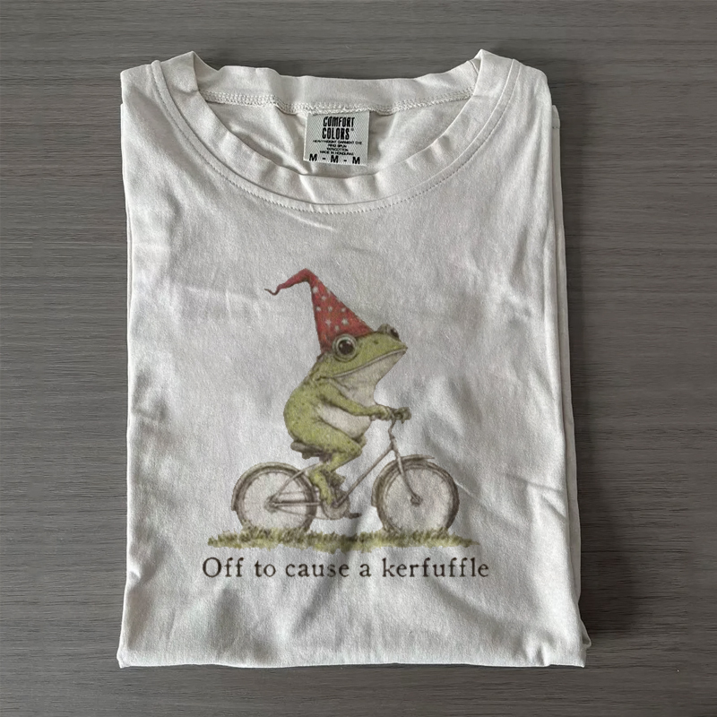 Off to Cause a Kerfuffle Frog T-shirt