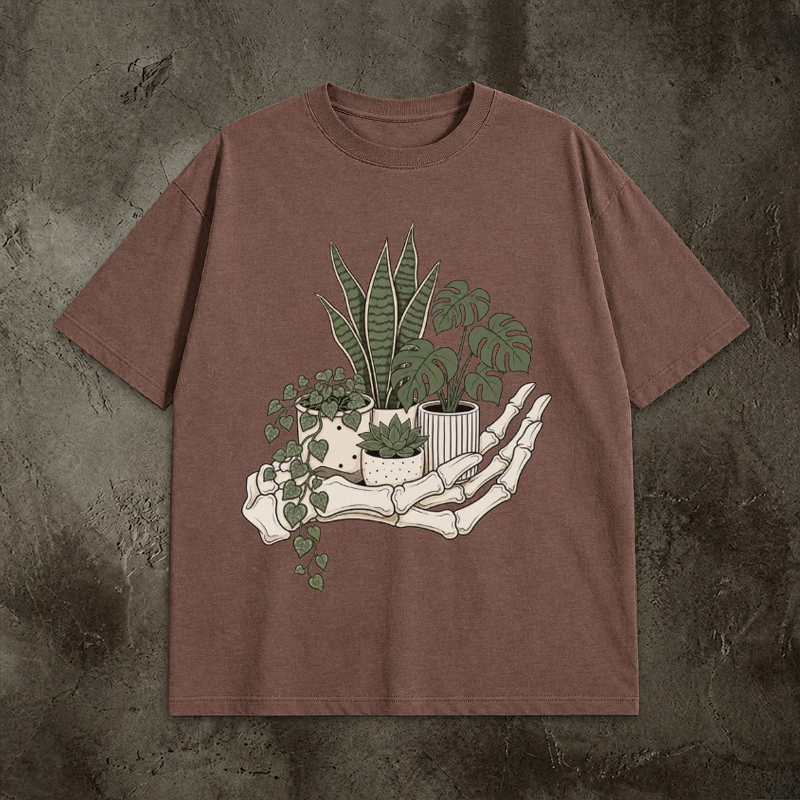 Skeleton Hand Cradling Potted Plants Shirt