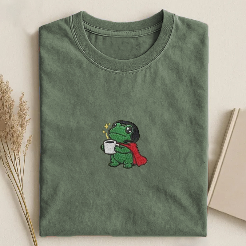 Gaming Frog Embroidery T-shirt