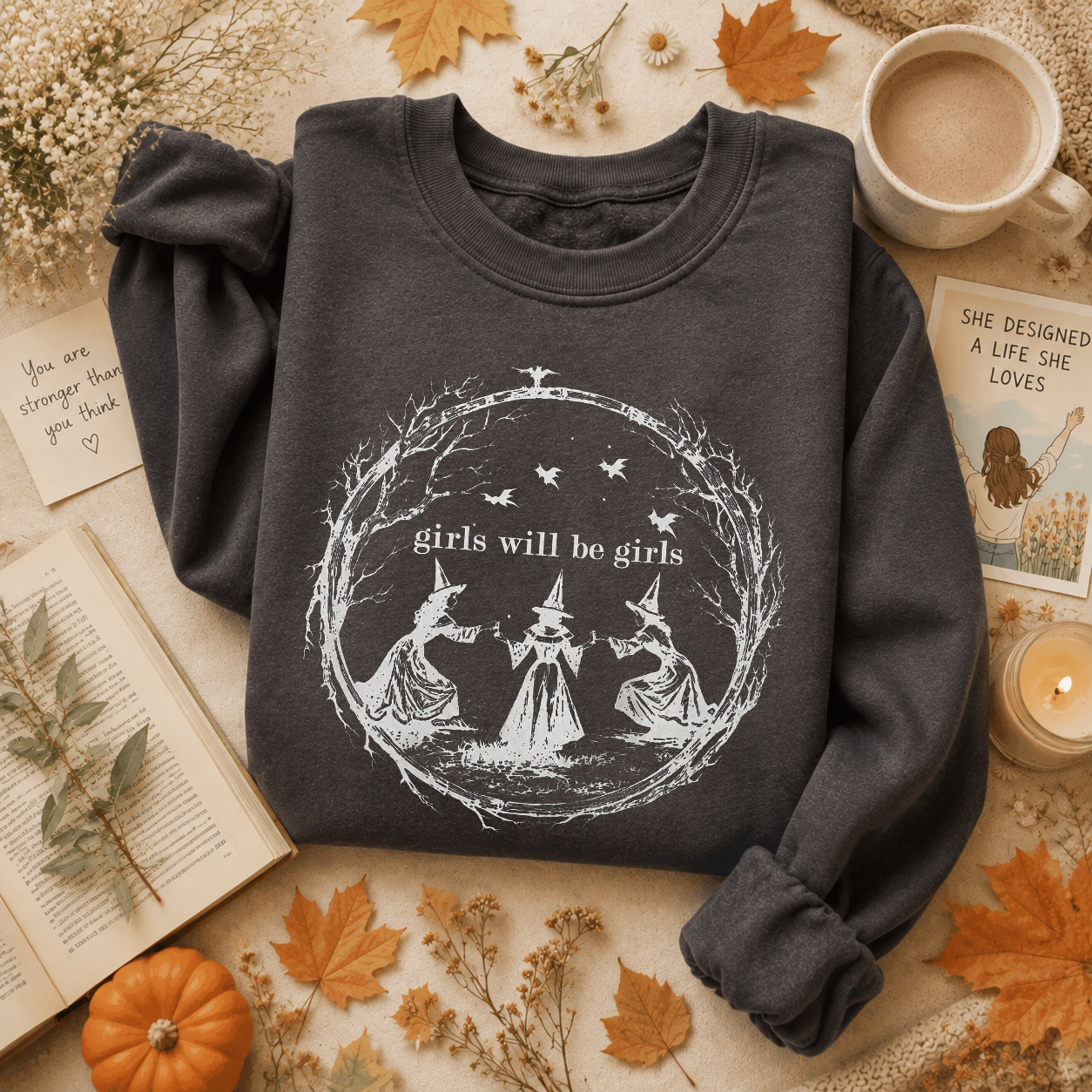 Vintage Girls Will Be Girls Witch Sweatshirt