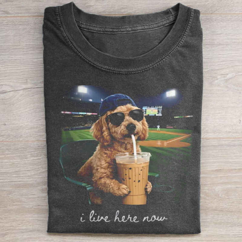I live Here Now Golden Doodle T-shirt